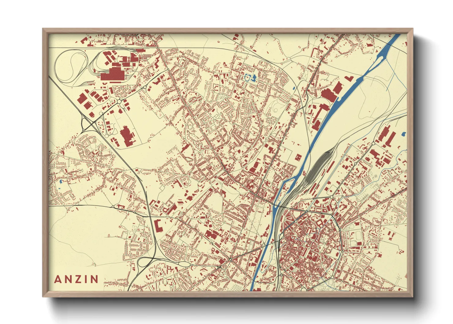 Une affiche de carte sur Anzin