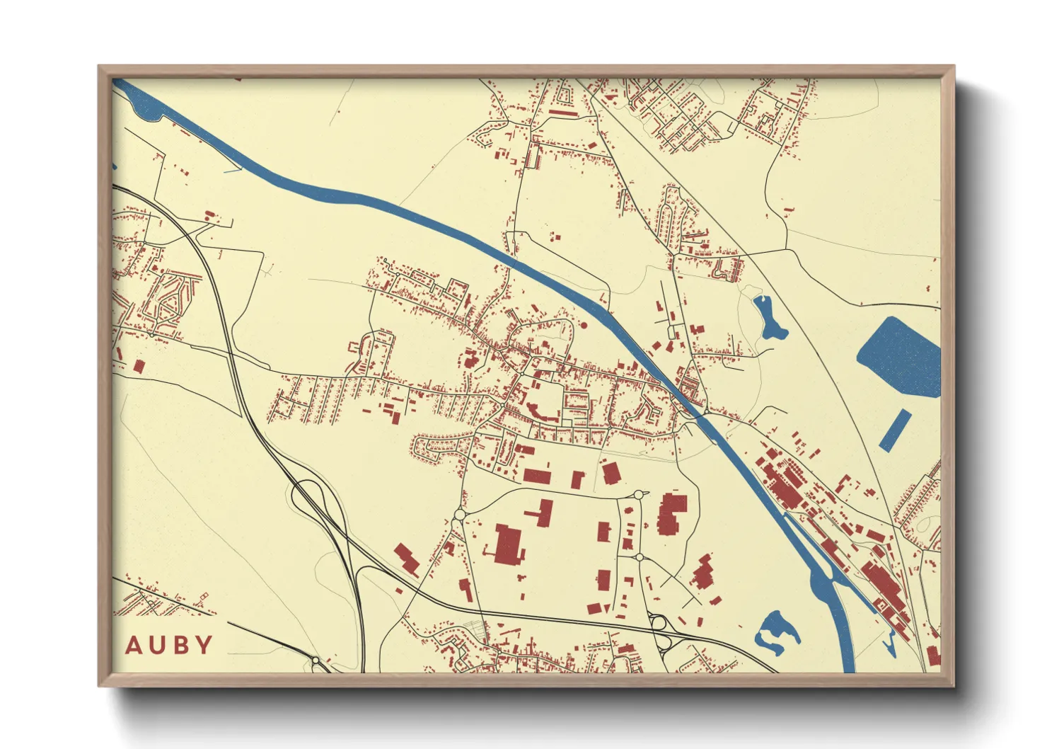 Une affiche de carte sur Auby