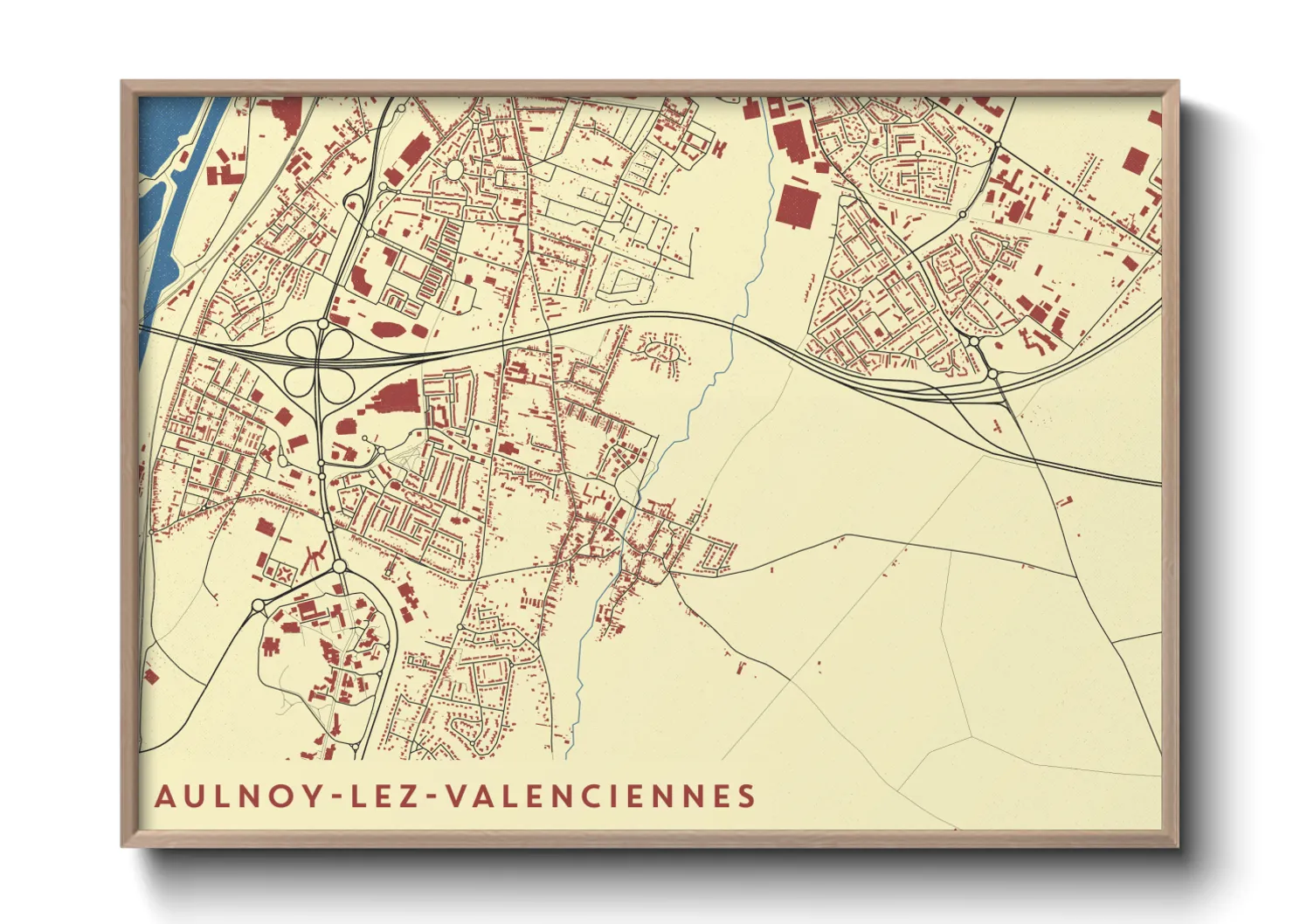 Une affiche de carte sur Aulnoy-lez-Valenciennes