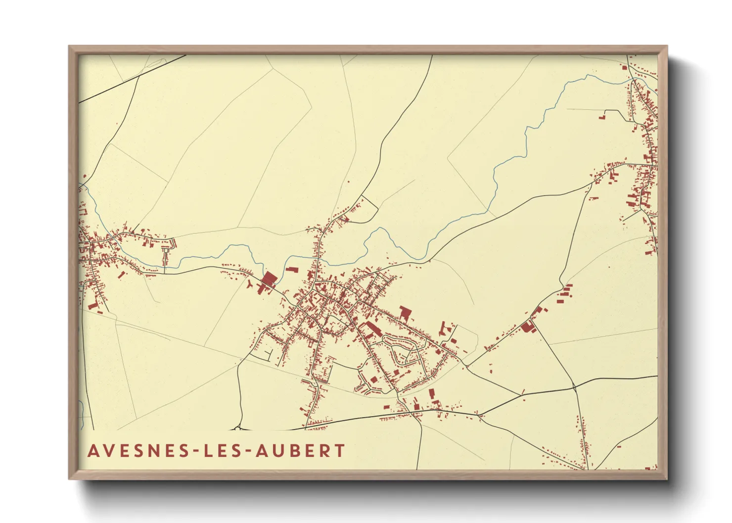 Une affiche de carte sur Avesnes-les-Aubert