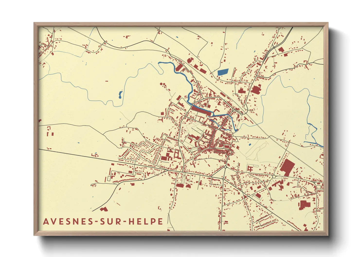 Une affiche de carte sur Avesnes-sur-Helpe