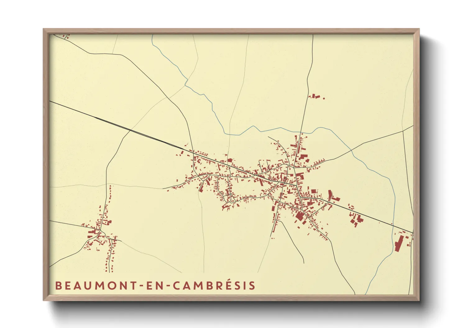 Une affiche de carte sur Beaumont-en-Cambrésis