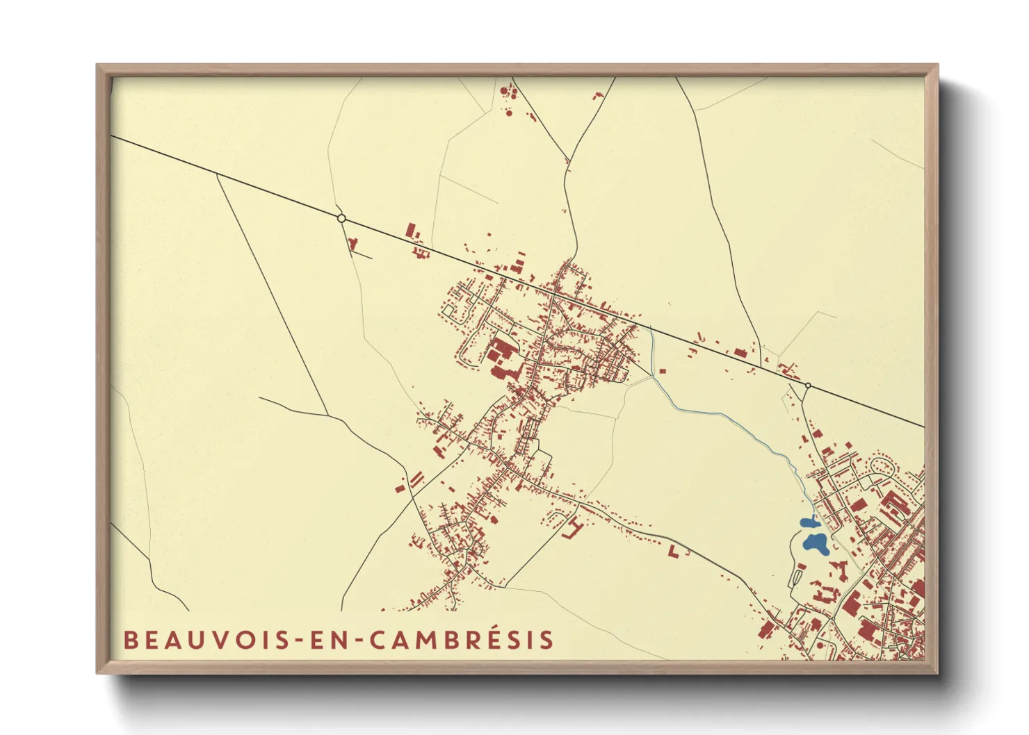 Une affiche de carte sur Beauvois-en-Cambrésis