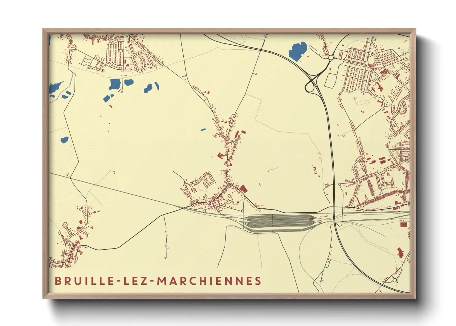 Une affiche de carte sur Bruille-lez-Marchiennes