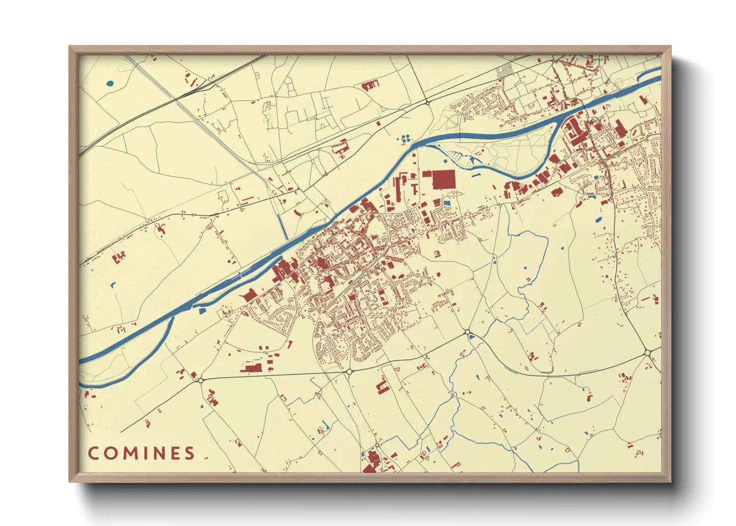 Une affiche de carte sur Comines