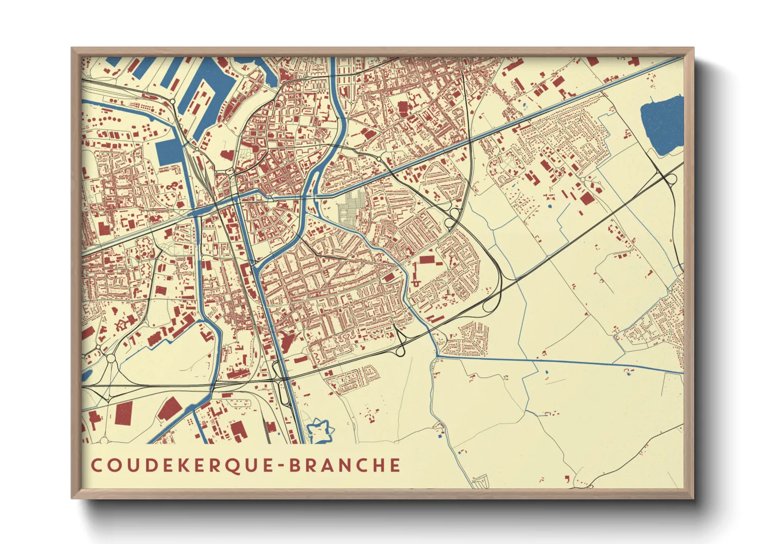 Une affiche de carte sur Coudekerque-Branche