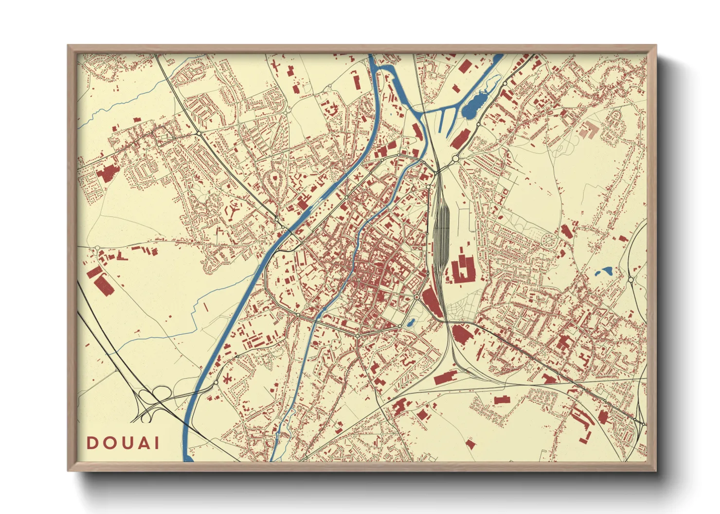 Une affiche de carte sur Douai