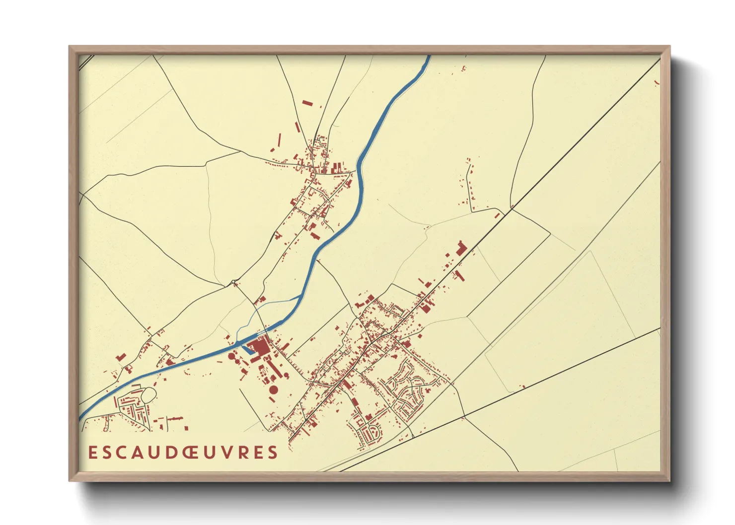 Une affiche de carte sur Escaudœuvres