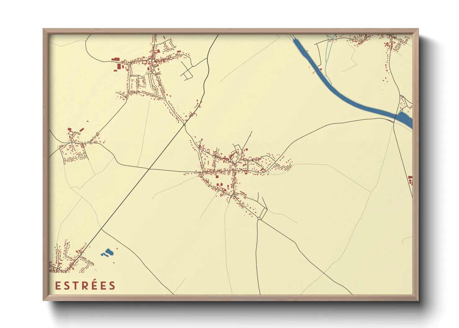 Une affiche de carte sur Estrées