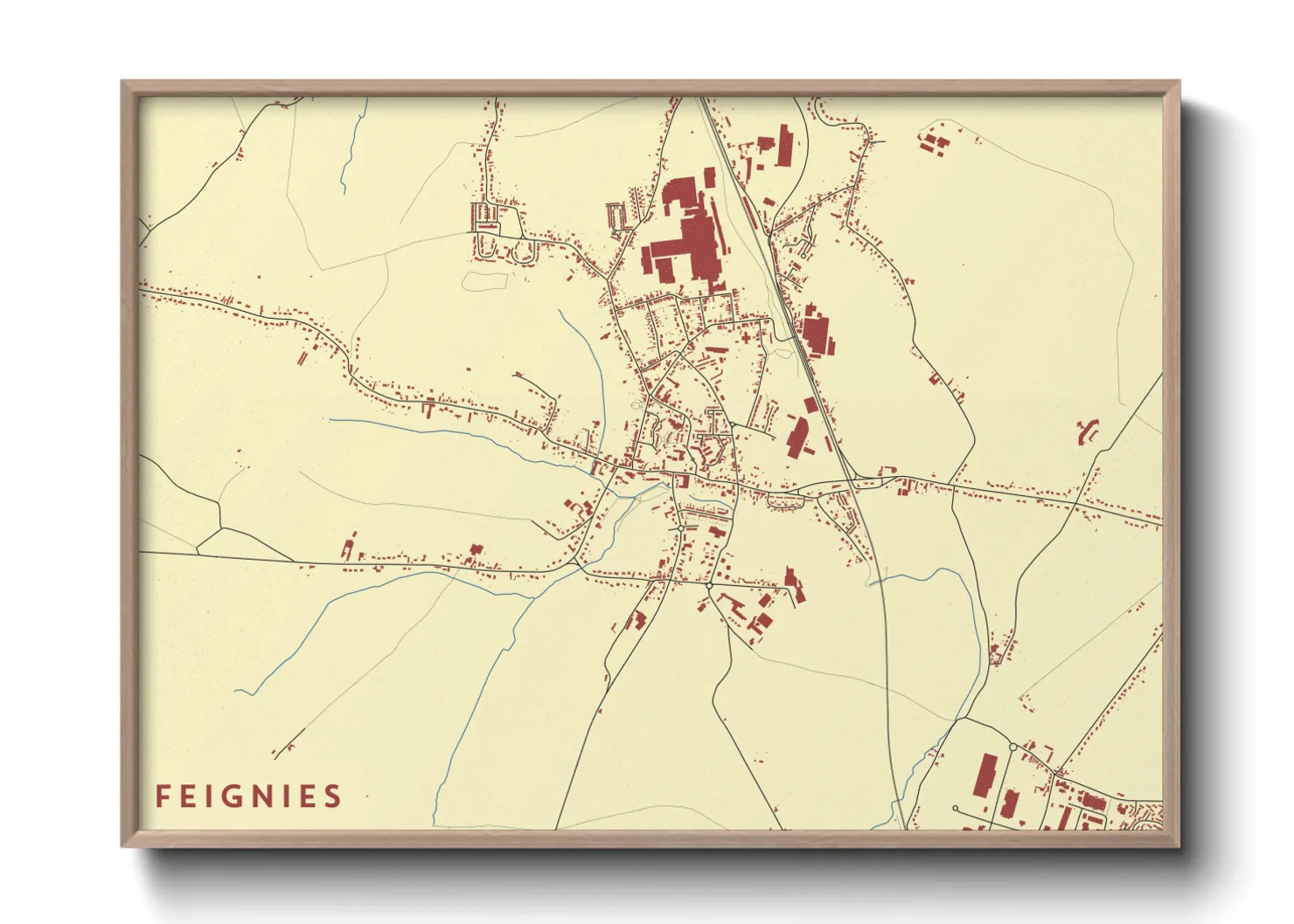 Une affiche de carte sur Feignies