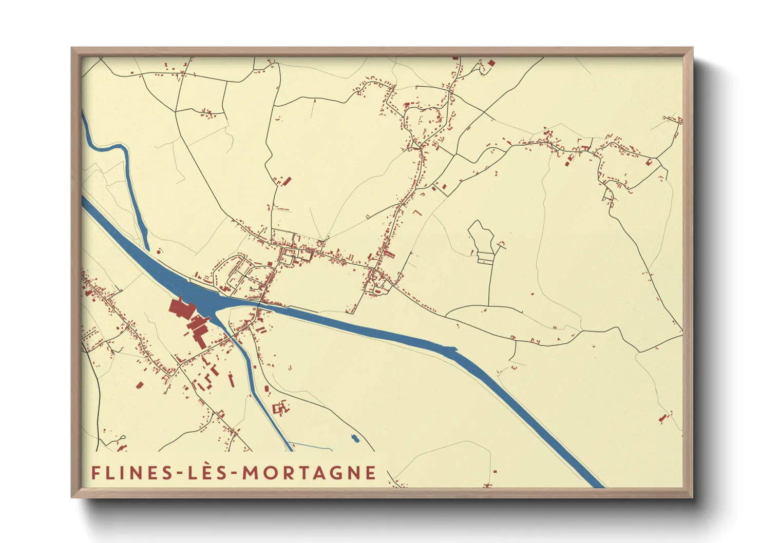 Une affiche de carte sur Flines-lès-Mortagne