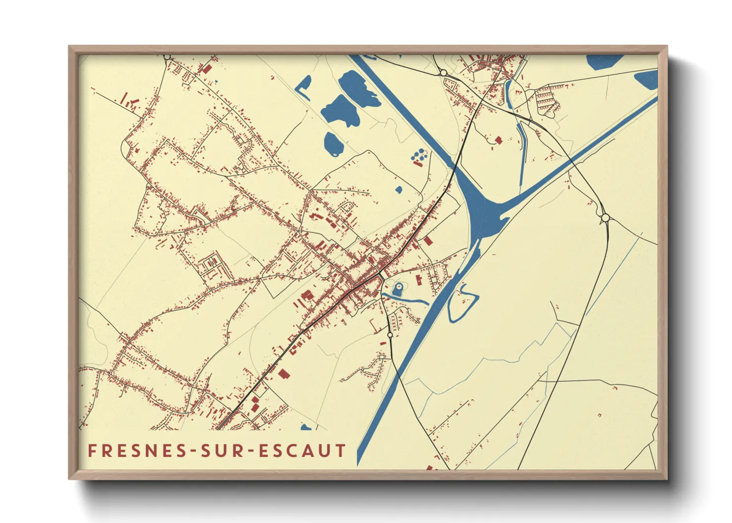 Une affiche de carte sur Fresnes-sur-Escaut