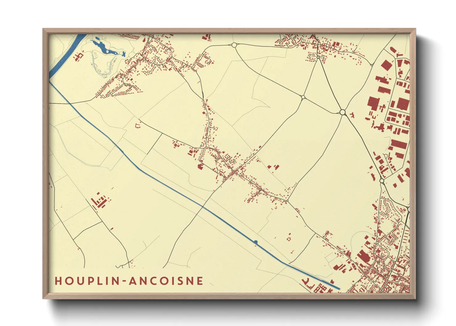 Une affiche de carte sur Houplin-Ancoisne