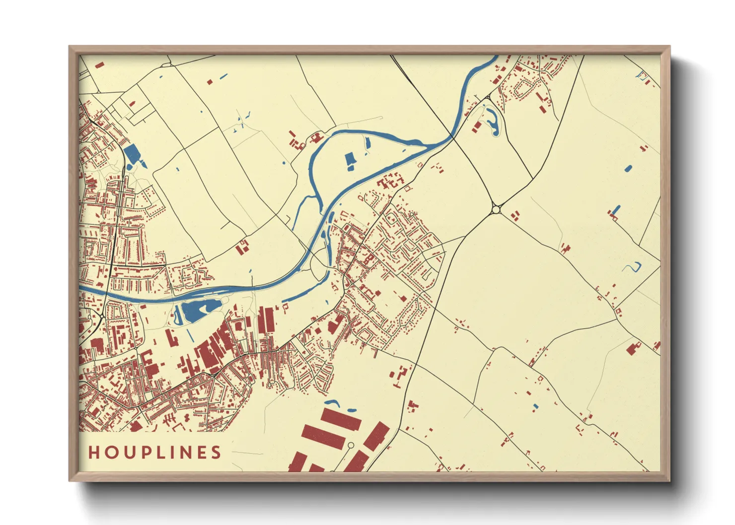 Une affiche de carte sur Houplines