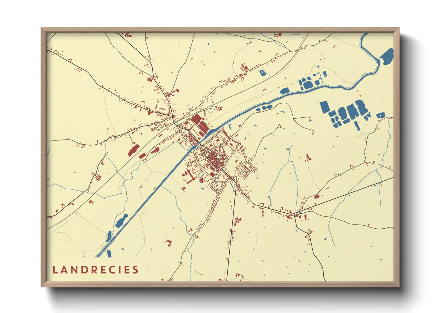 Une affiche de carte sur Landrecies