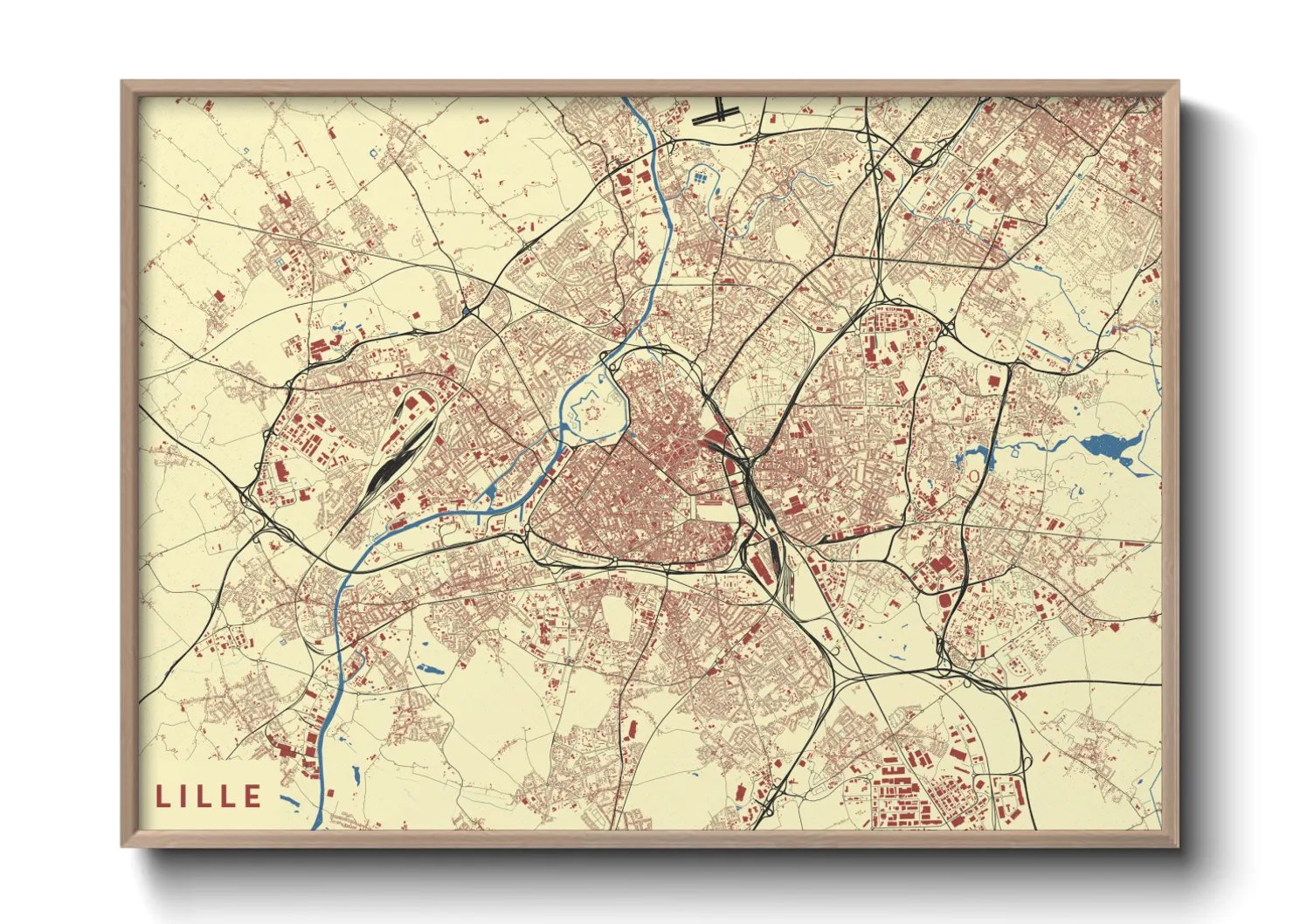 Une affiche de carte sur Lille