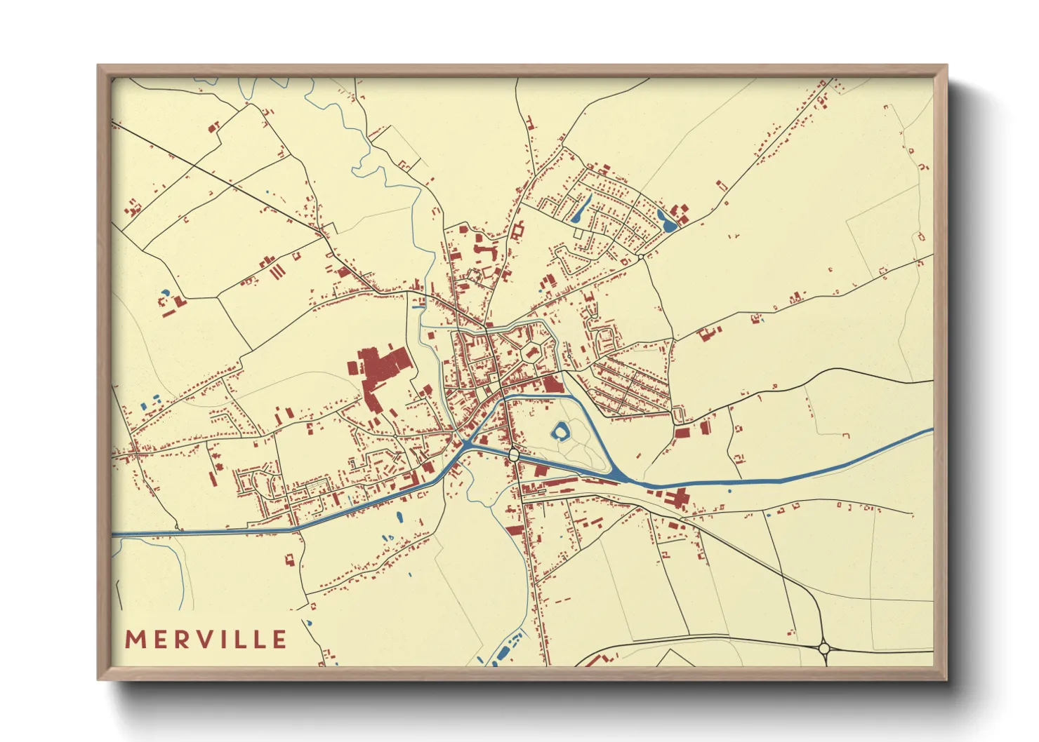 Une affiche de carte sur Merville