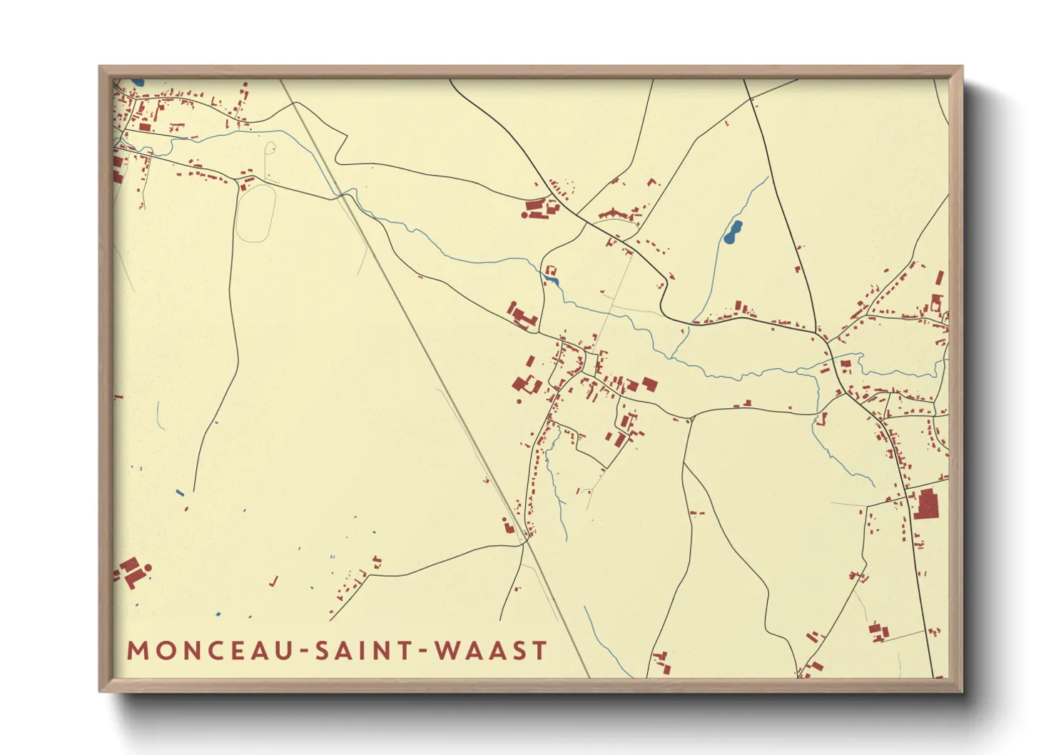 Une affiche de carte sur Monceau-Saint-Waast