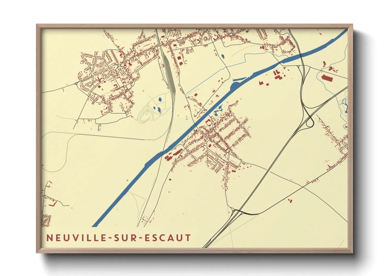 Une affiche de carte sur Neuville-sur-Escaut