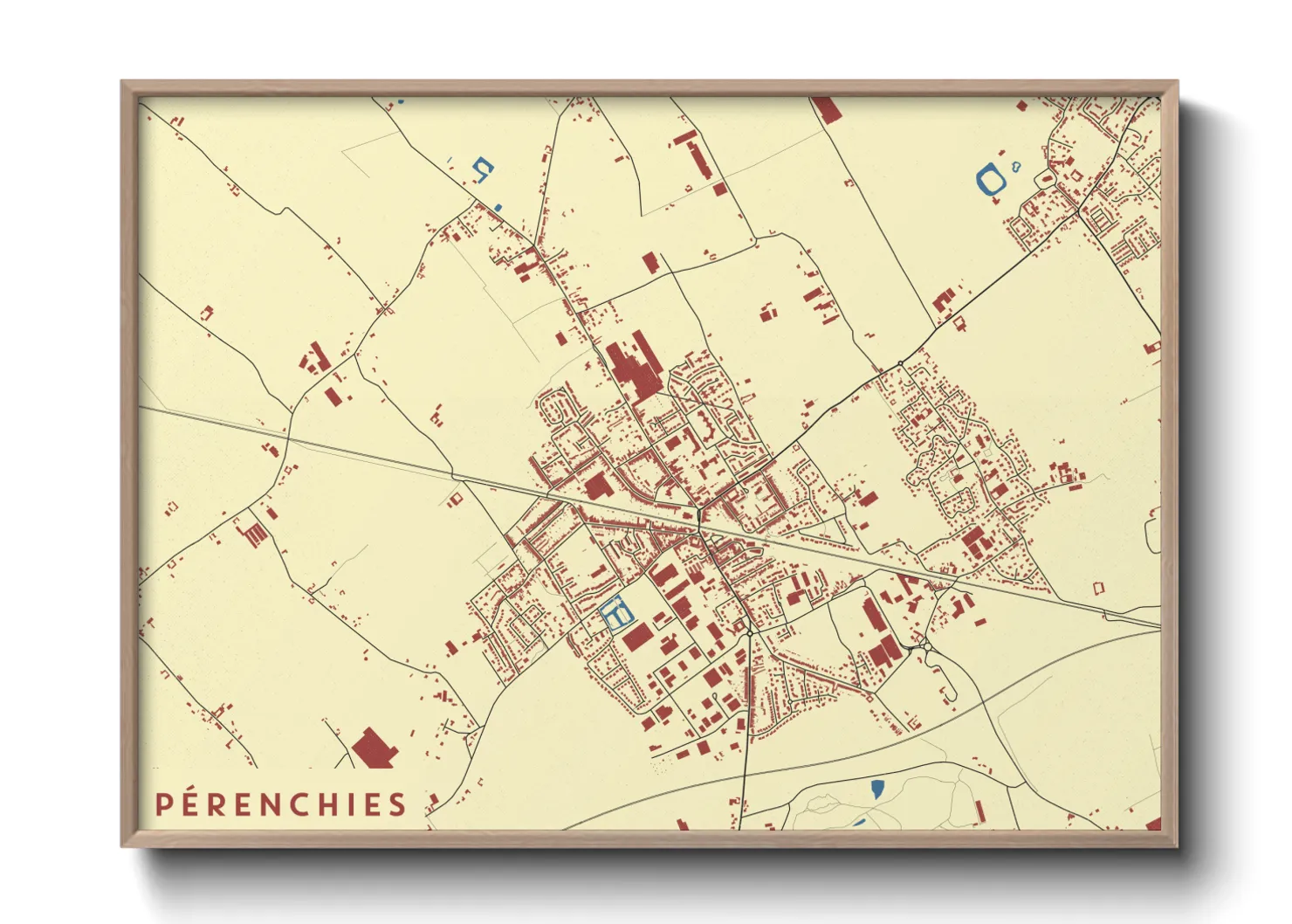 Une affiche de carte sur Pérenchies