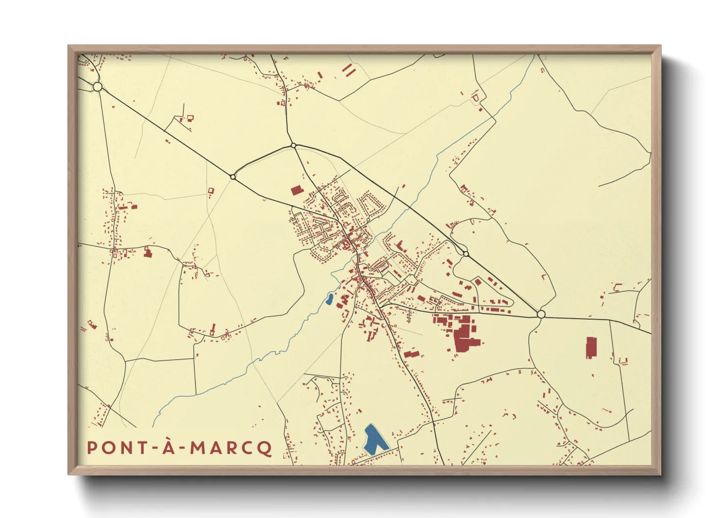 Une affiche de carte sur Pont-à-Marcq