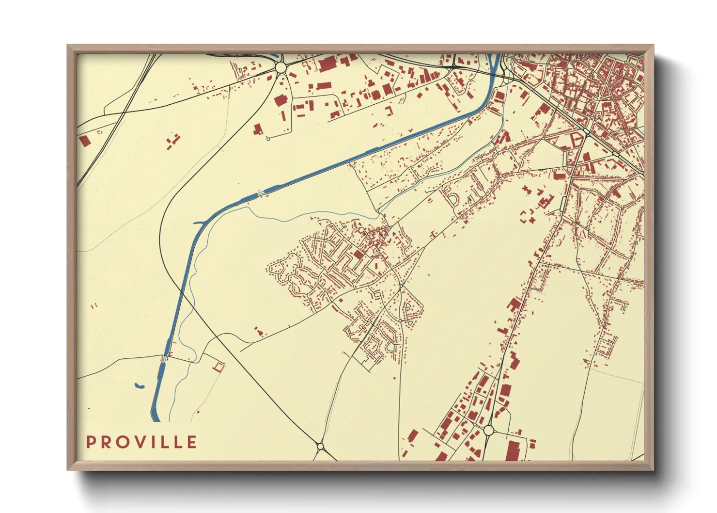 Une affiche de carte sur Proville