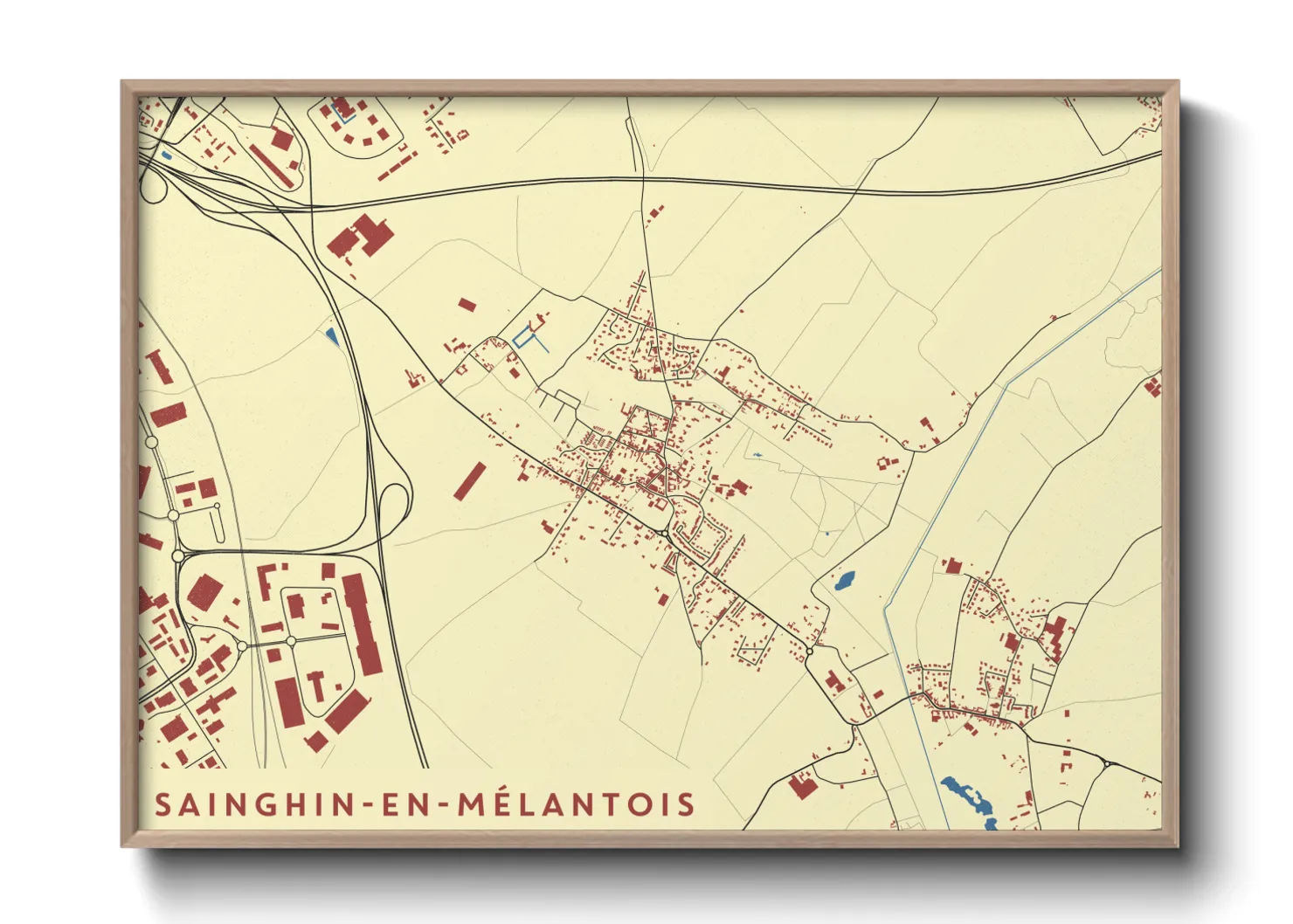 Une affiche de carte sur Sainghin-en-Mélantois