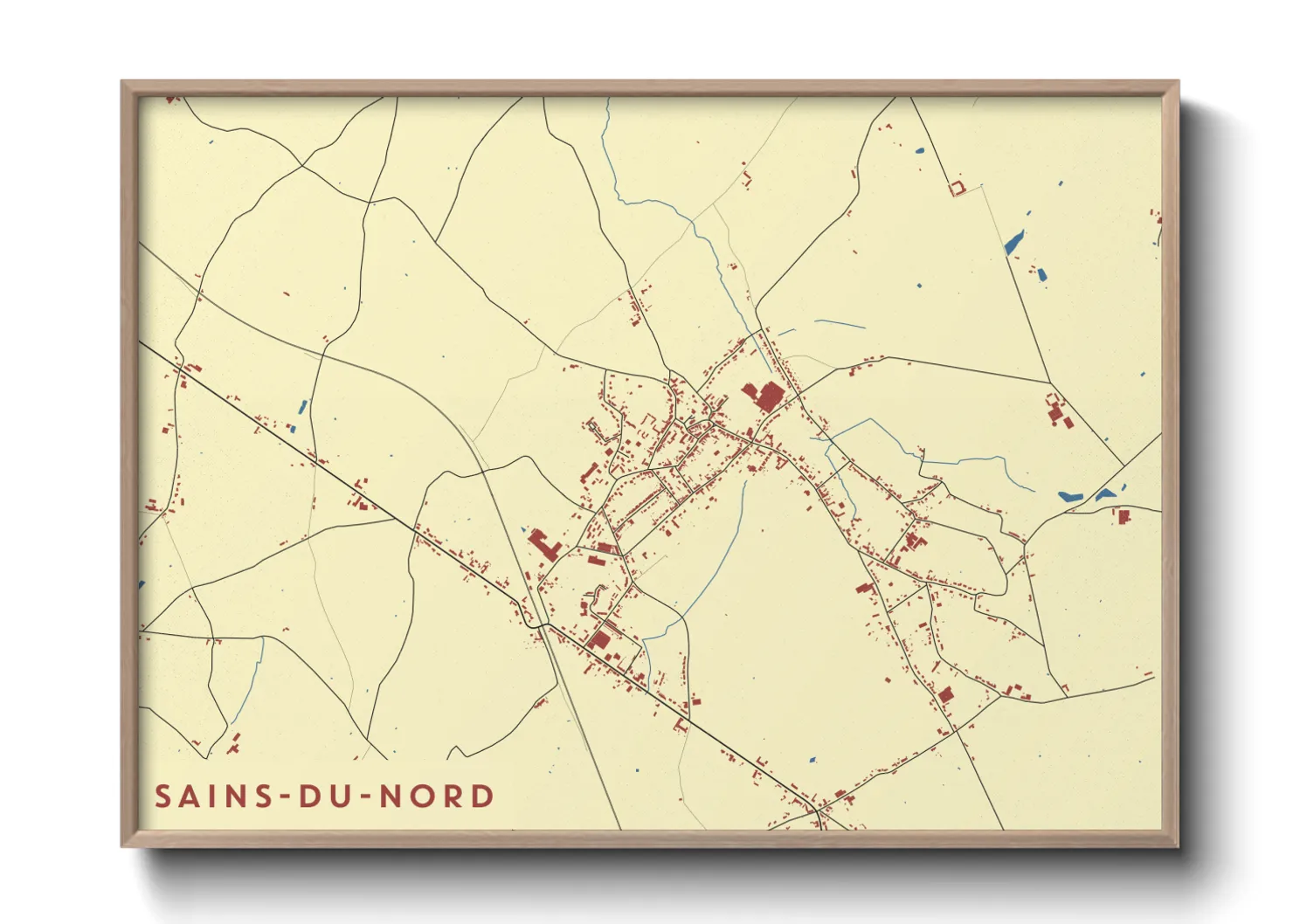 Une affiche de carte sur Sains-du-Nord