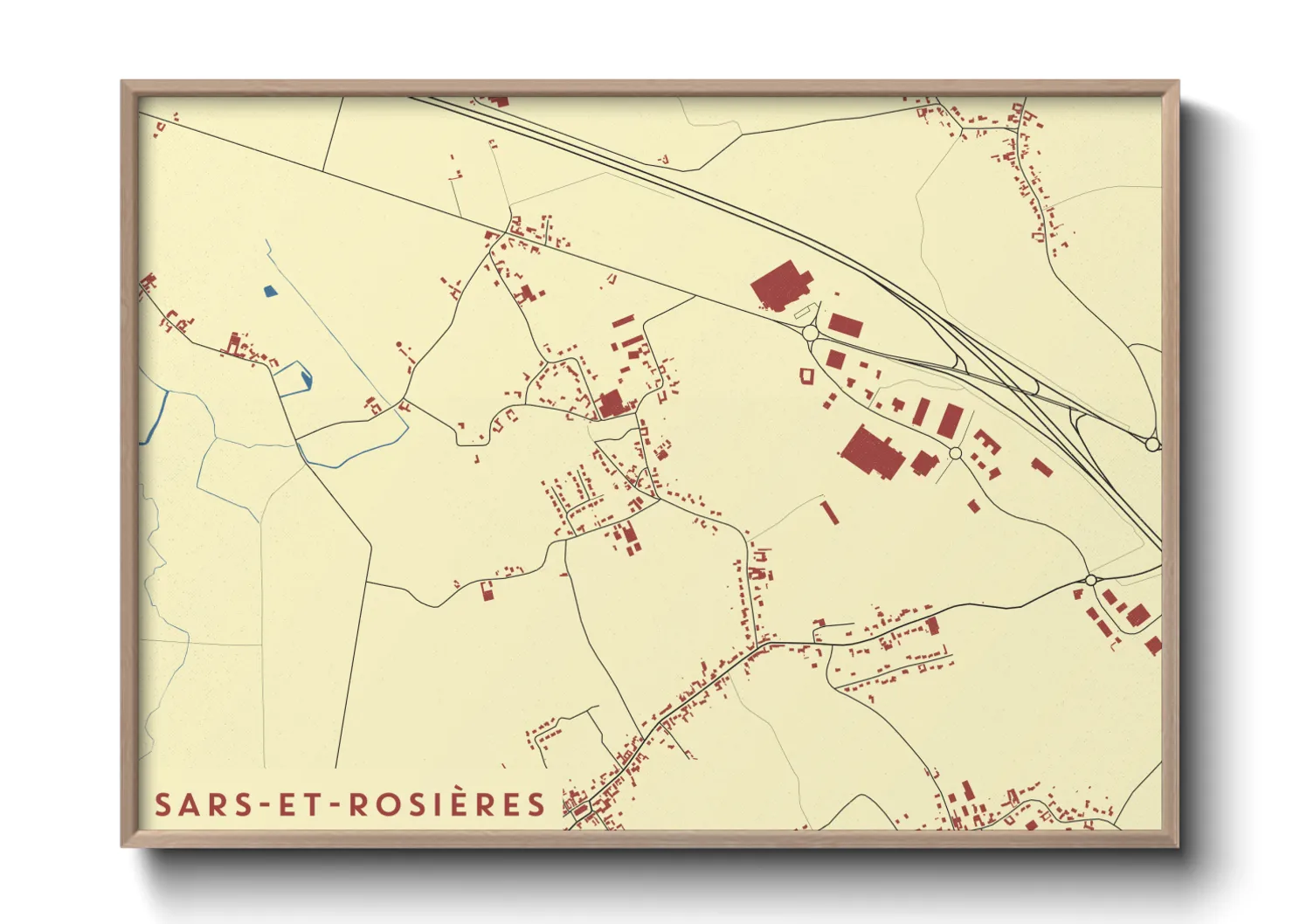 Une affiche de carte sur Sars-et-Rosières