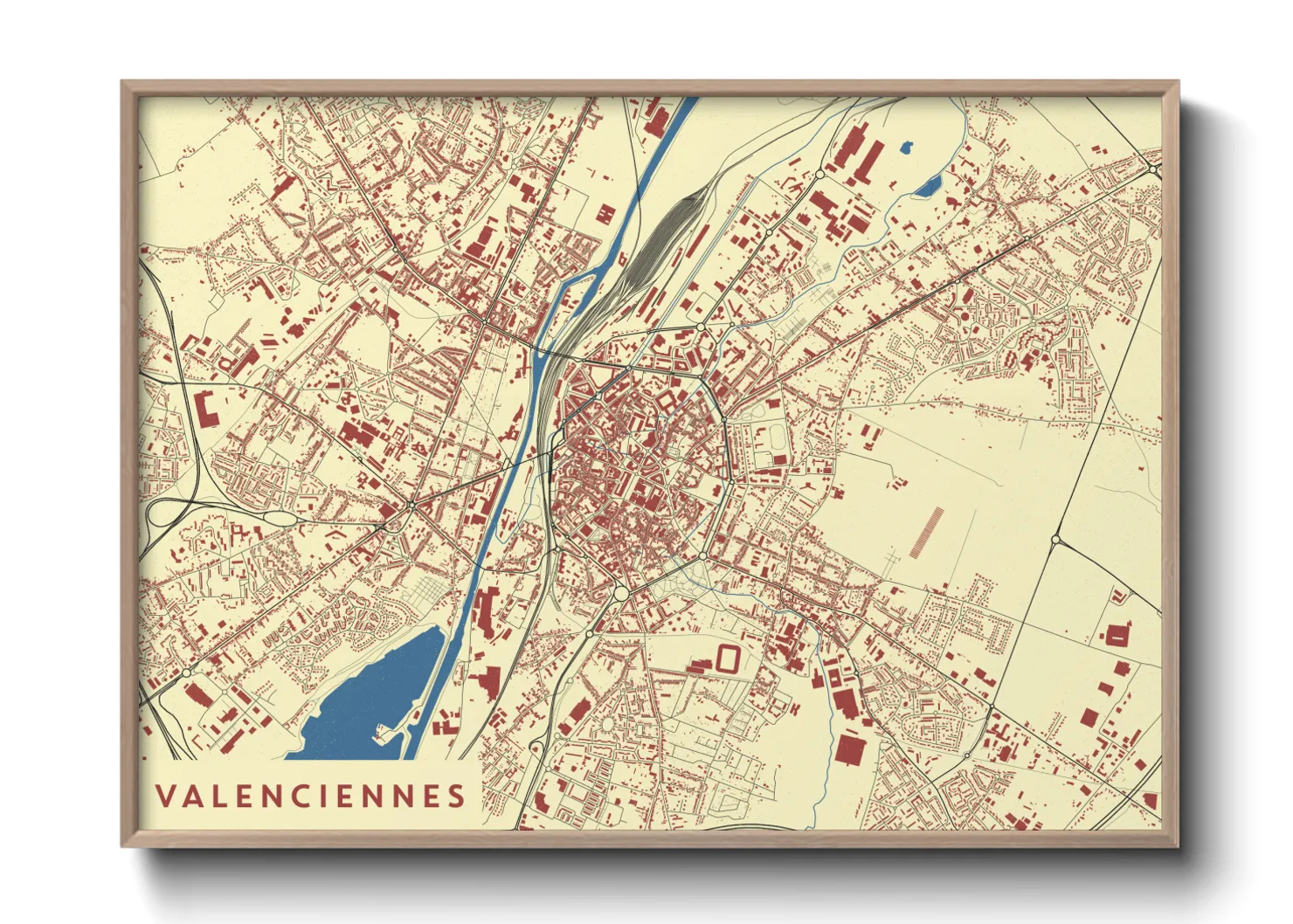 Une affiche de carte sur Valenciennes
