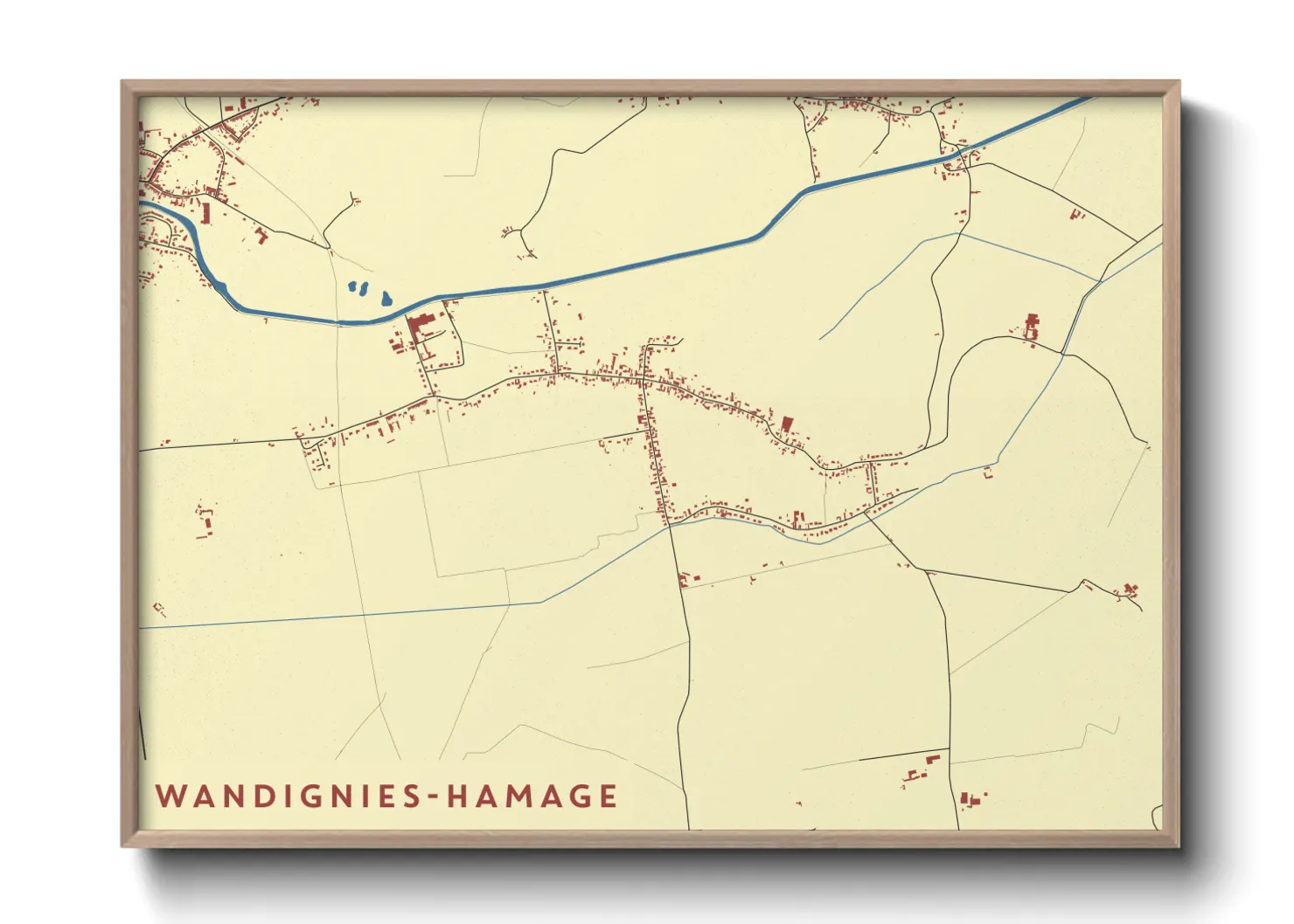 Une affiche de carte sur Wandignies-Hamage