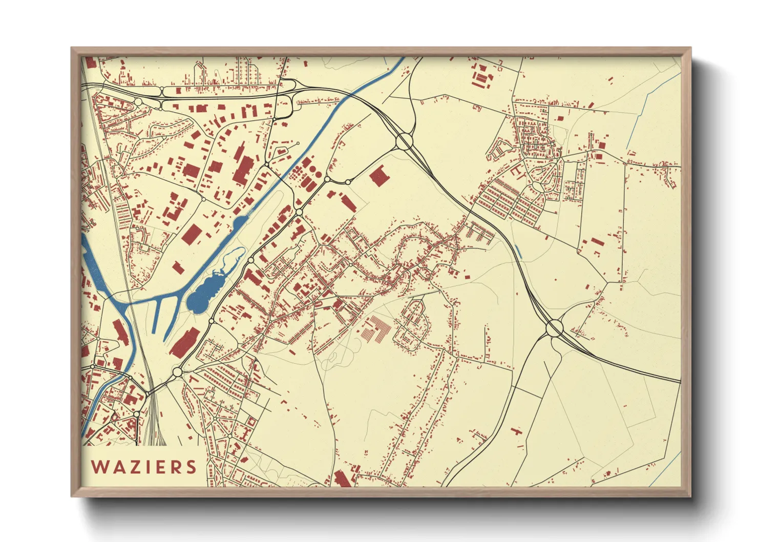 Une affiche de carte sur Waziers