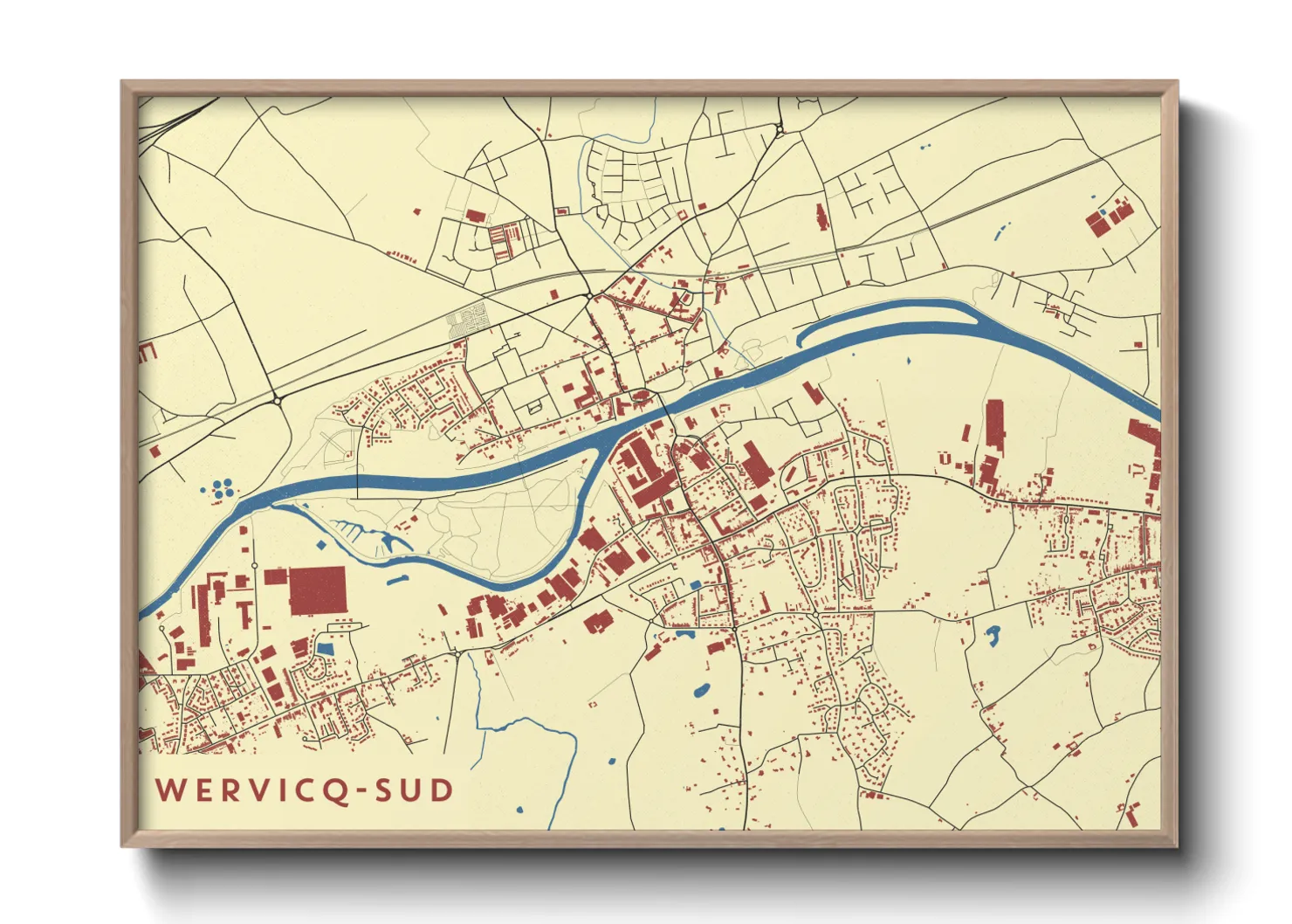 Une affiche de carte sur Wervicq-Sud