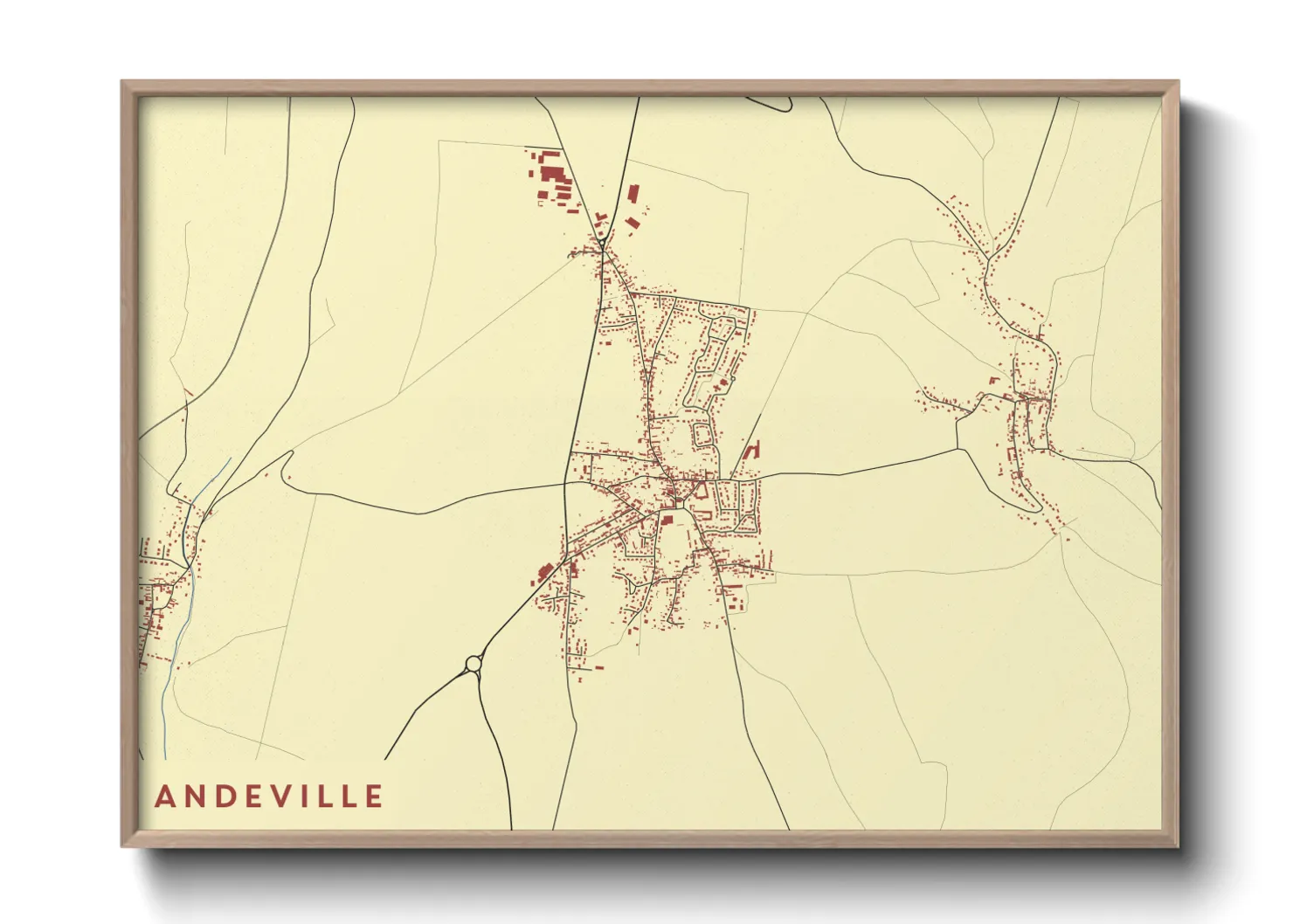 Une affiche de carte sur Andeville