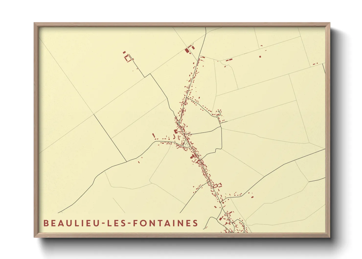 Une affiche de carte sur Beaulieu-les-Fontaines