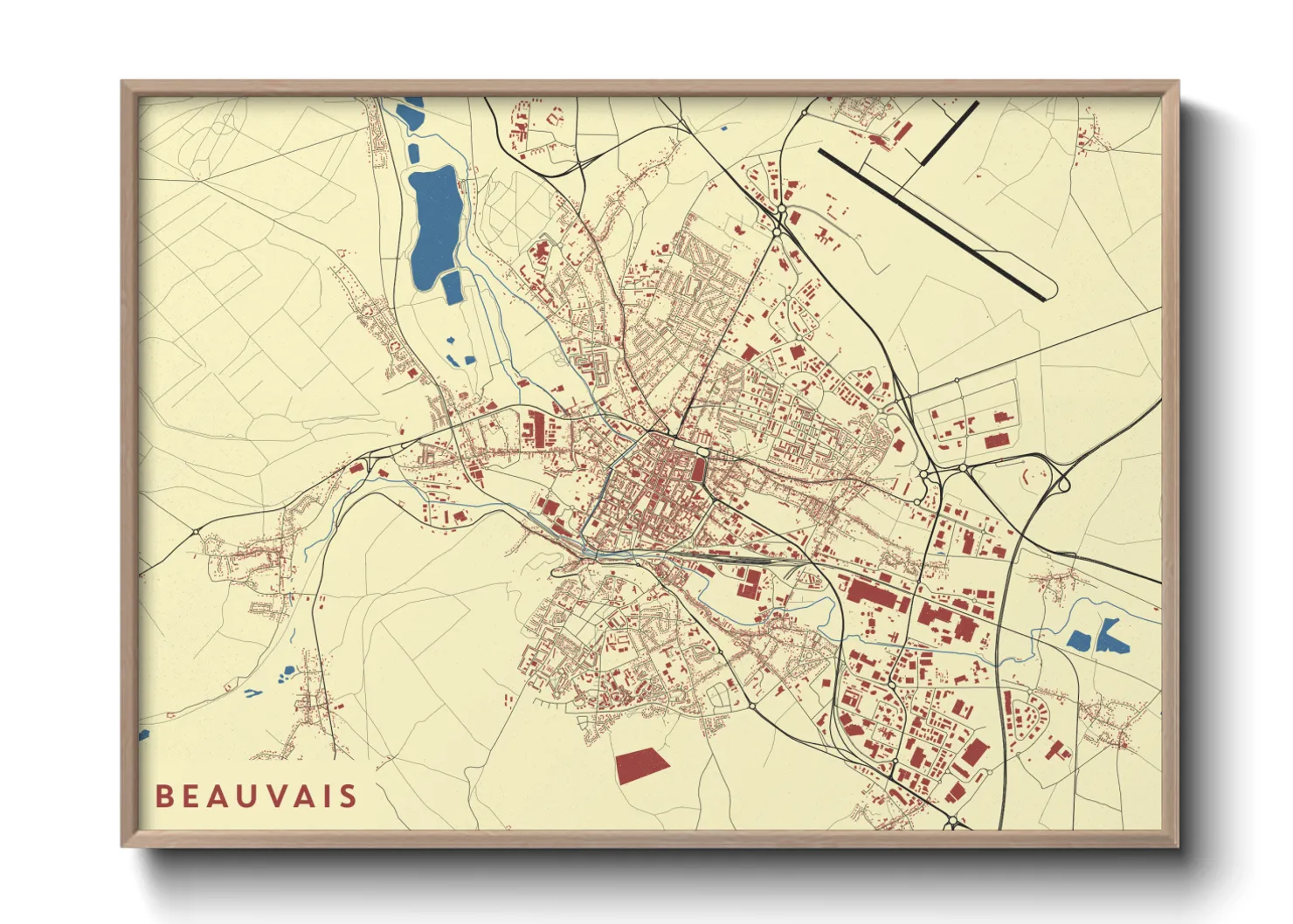 Une affiche de carte sur Beauvais