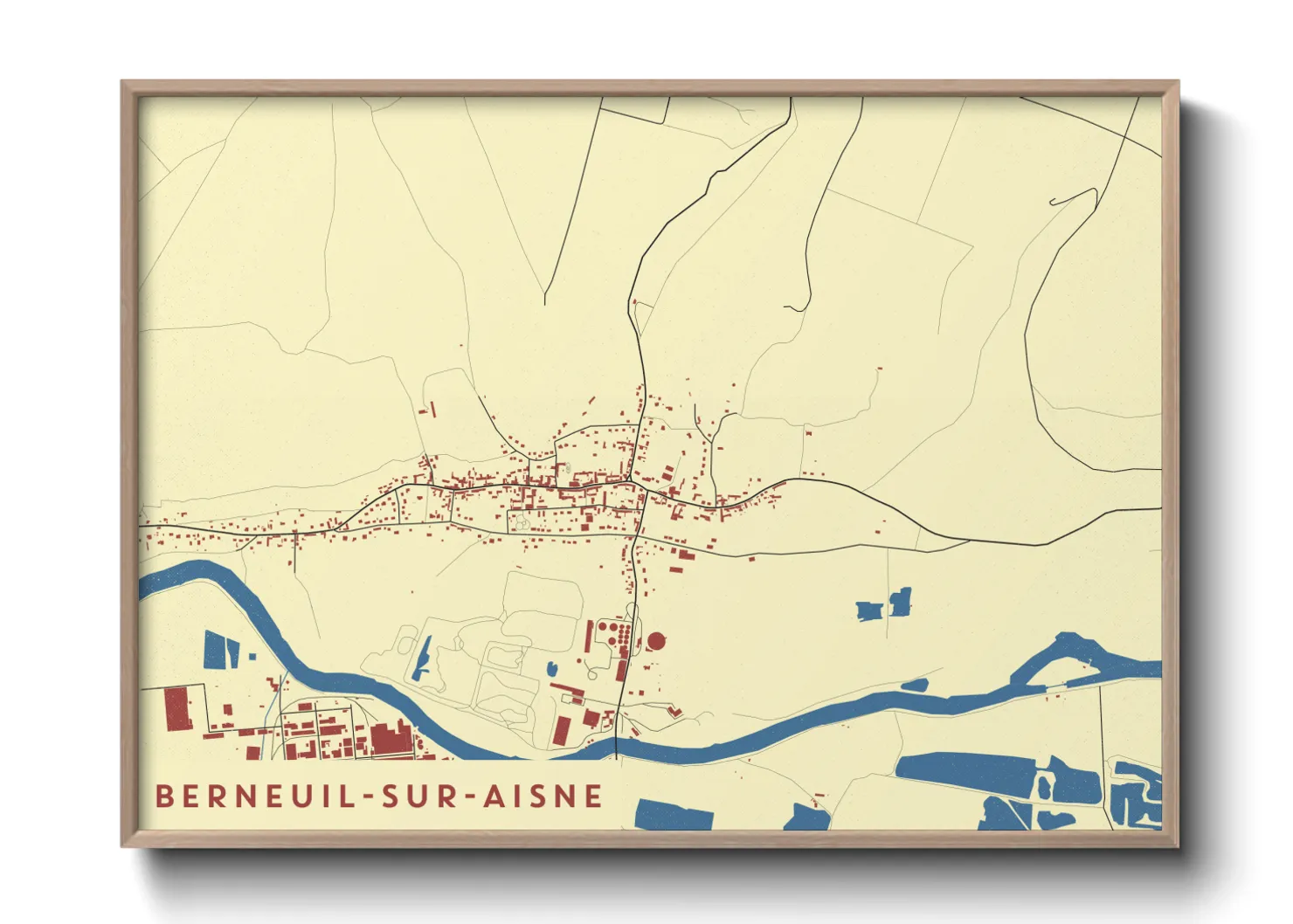 Une affiche de carte sur Berneuil-sur-Aisne