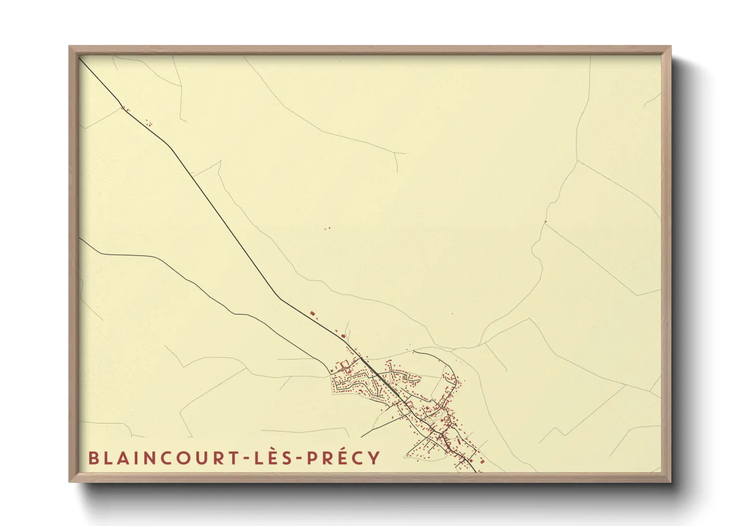 Une affiche de carte sur Blaincourt-lès-Précy