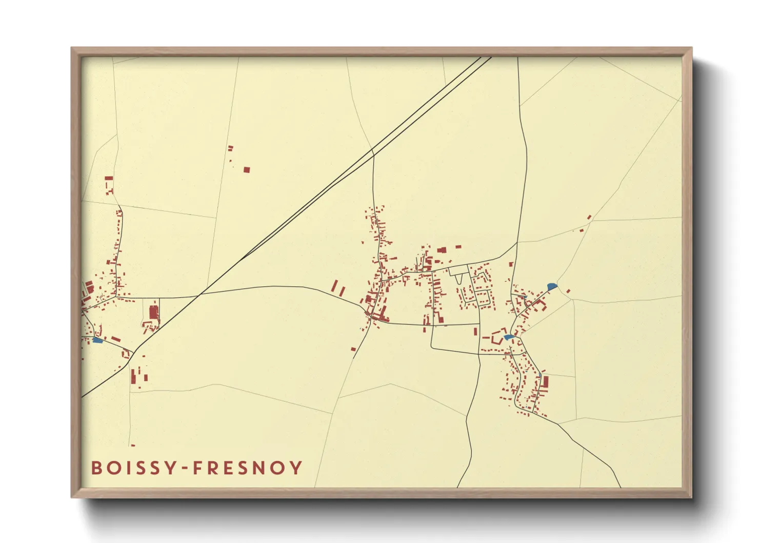 Une affiche de carte sur Boissy-Fresnoy