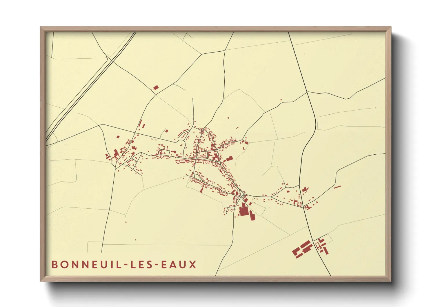 Une affiche de carte sur Bonneuil-les-Eaux