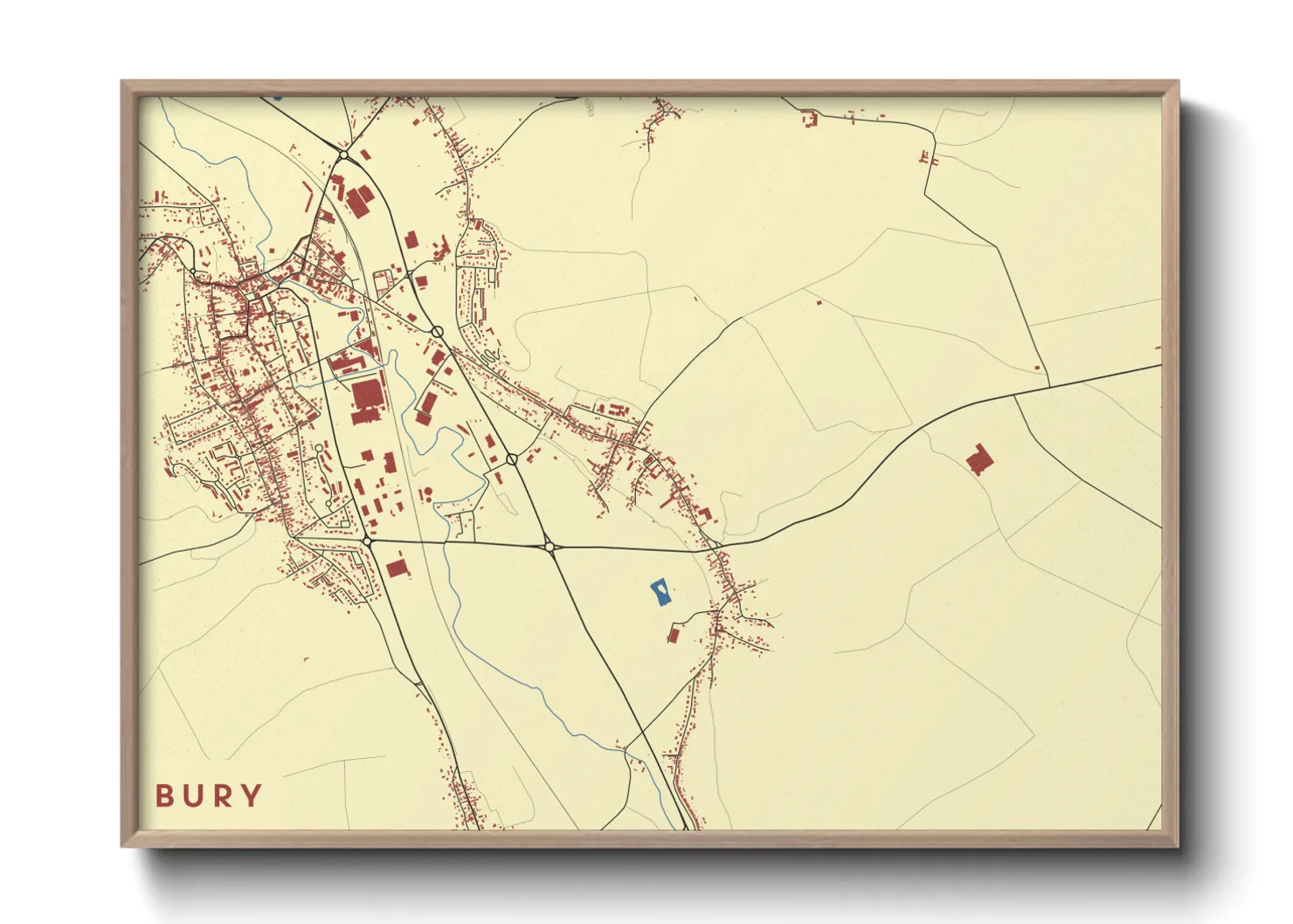 Une affiche de carte sur Bury