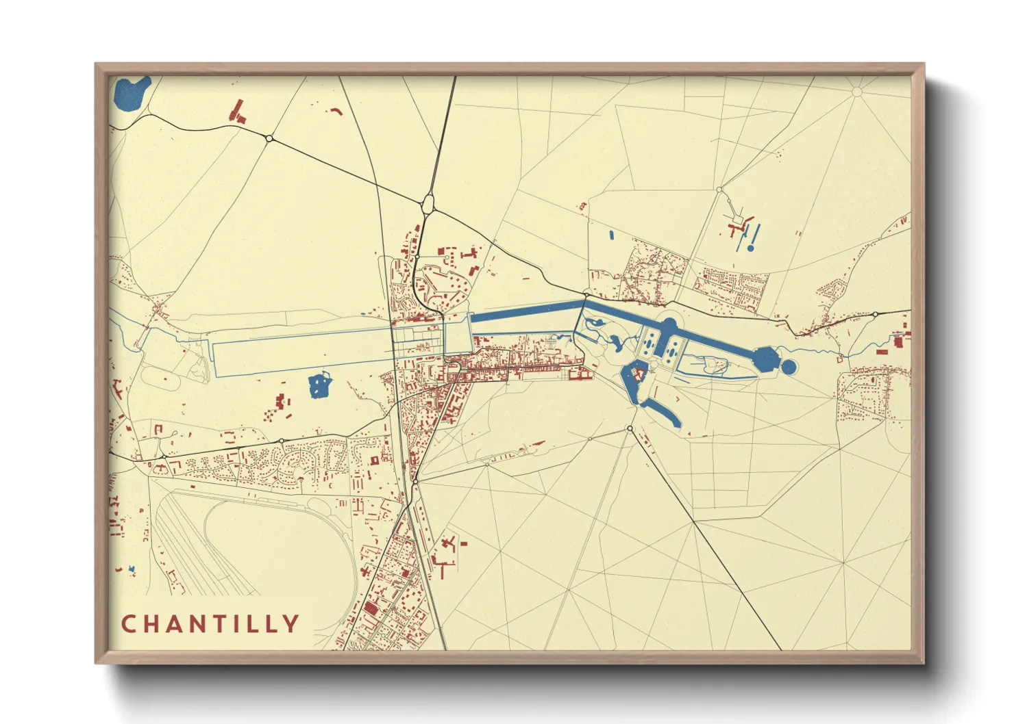 Une affiche de carte sur Chantilly