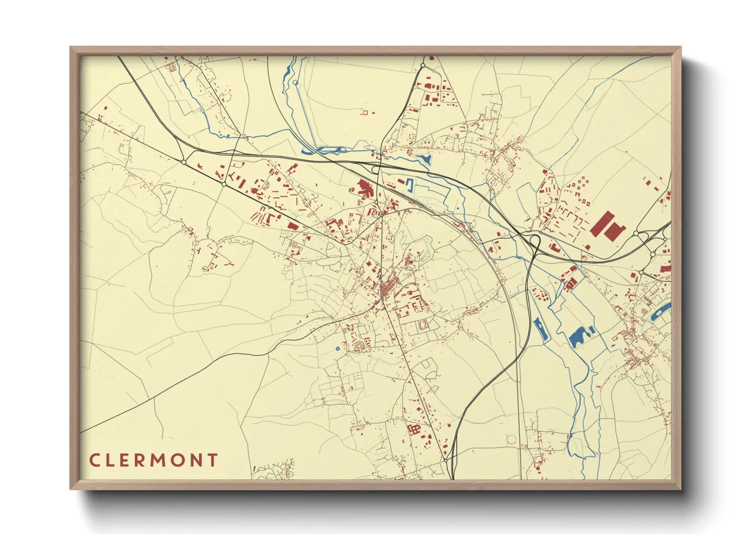 Une affiche de carte sur Clermont