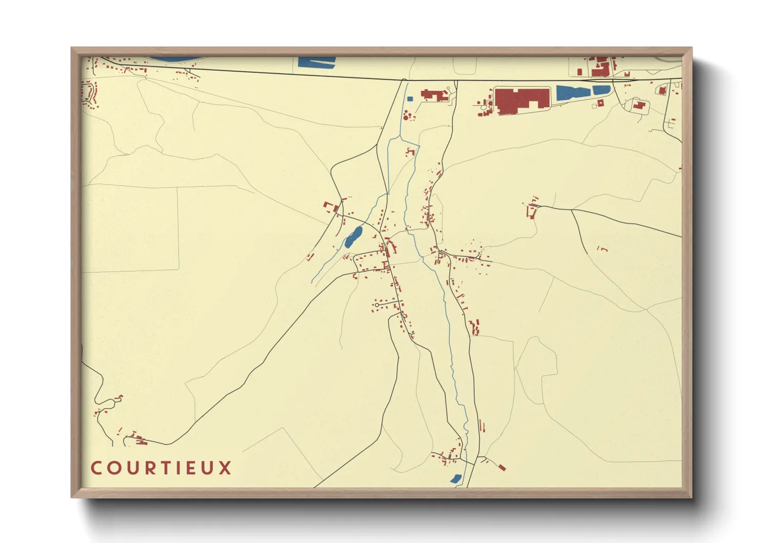 Une affiche de carte sur Courtieux
