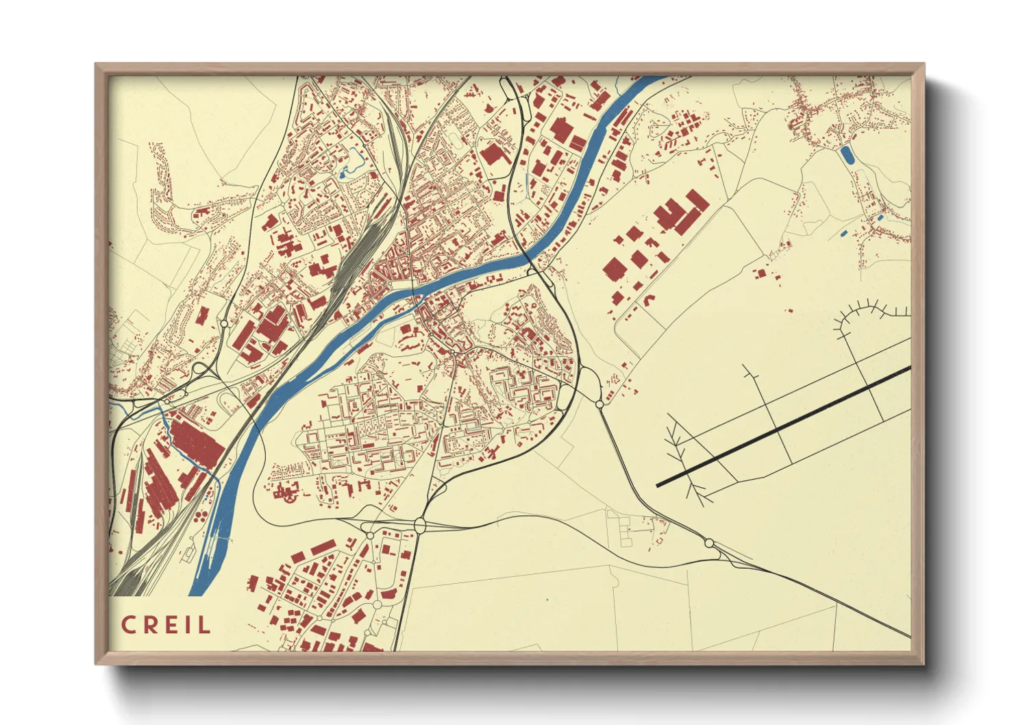 Une affiche de carte sur Creil