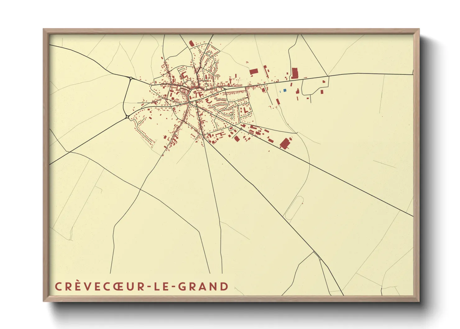 Une affiche de carte sur Crèvecœur-le-Grand