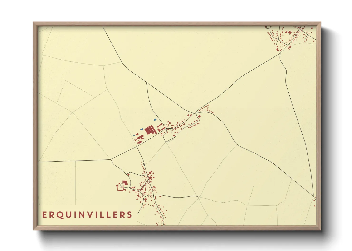 Une affiche de carte sur Erquinvillers