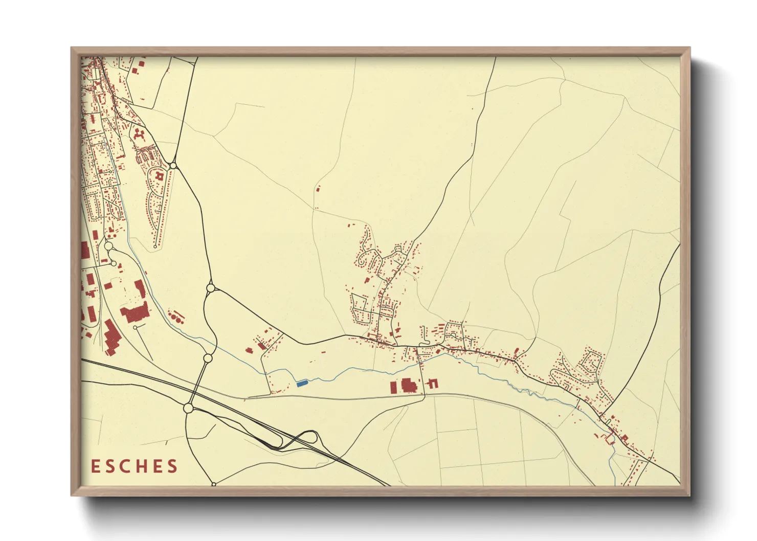 Une affiche de carte sur Esches