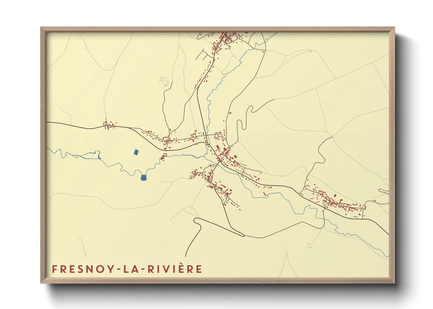Une affiche de carte sur Fresnoy-la-Rivière