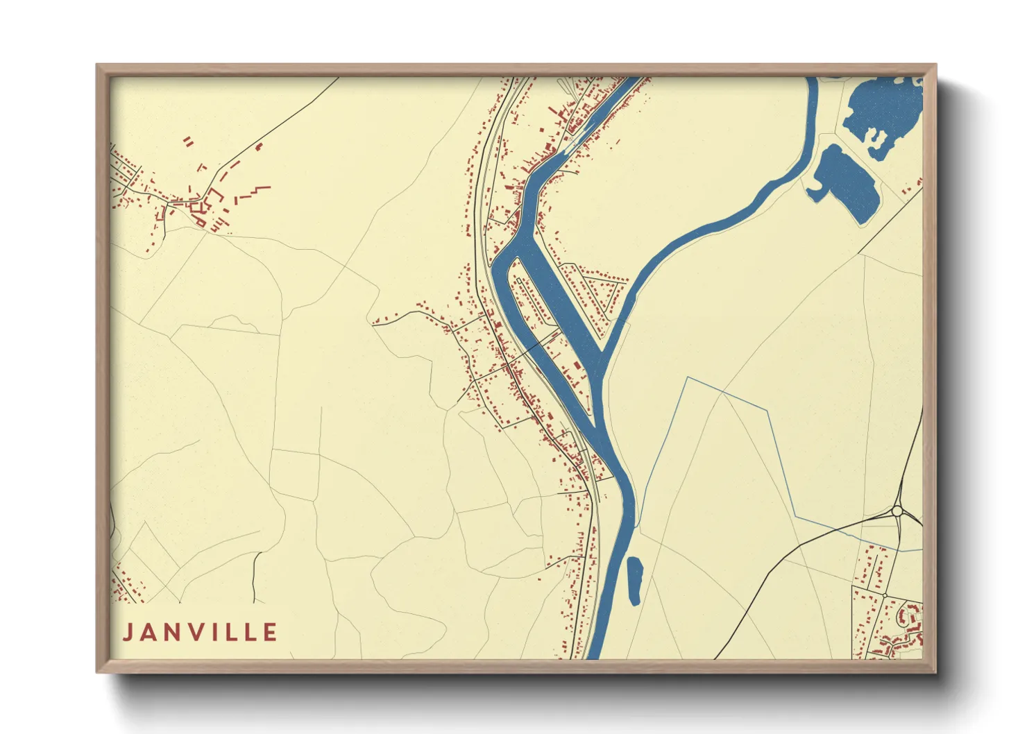 Une affiche de carte sur Janville